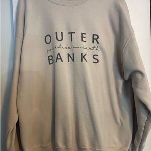 Gildan Tan Crewneck Sweater with Outer Banks Graphic